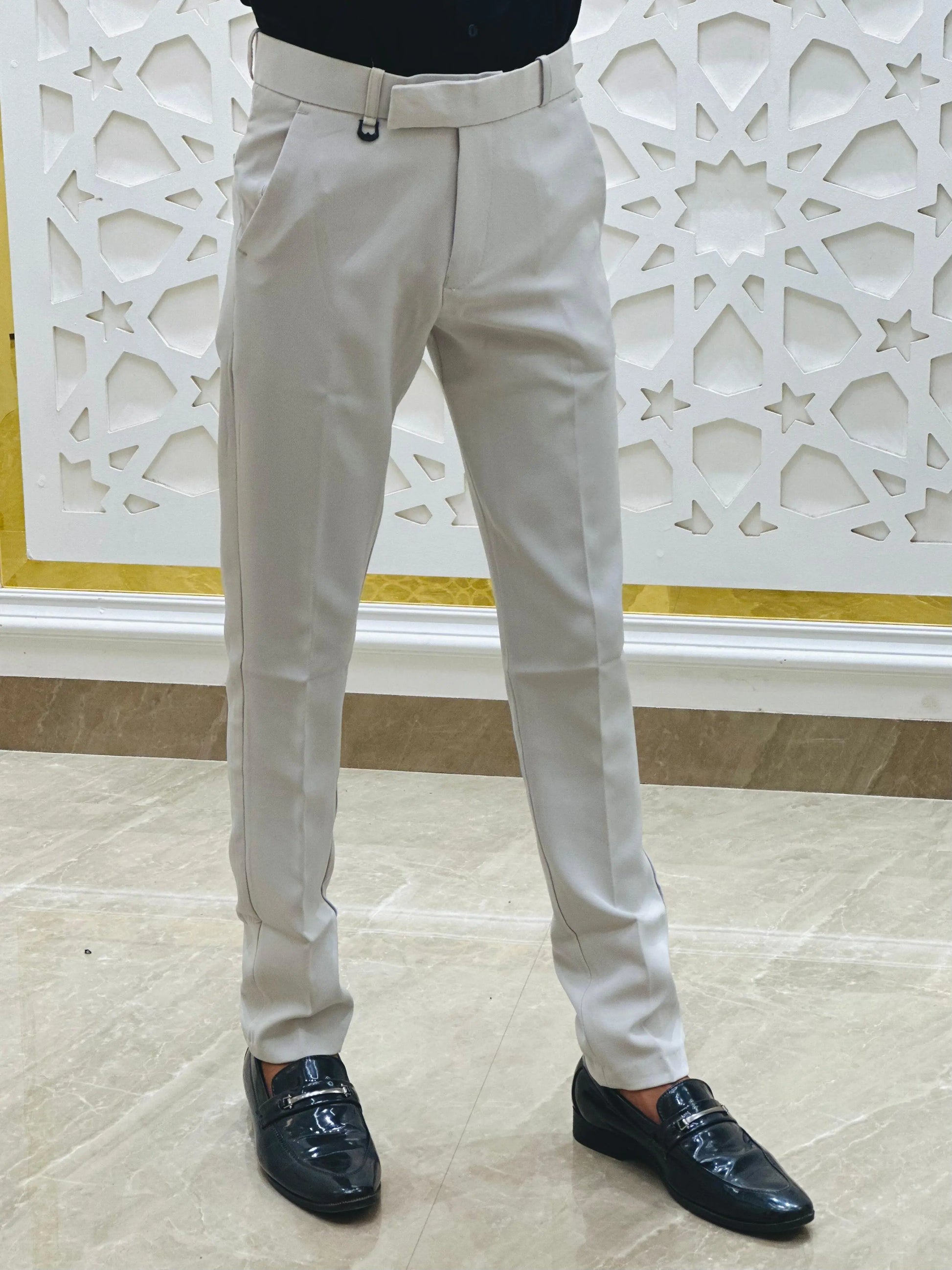 Stone Grey Elite Formal Pant PATTERNS FOR MEN