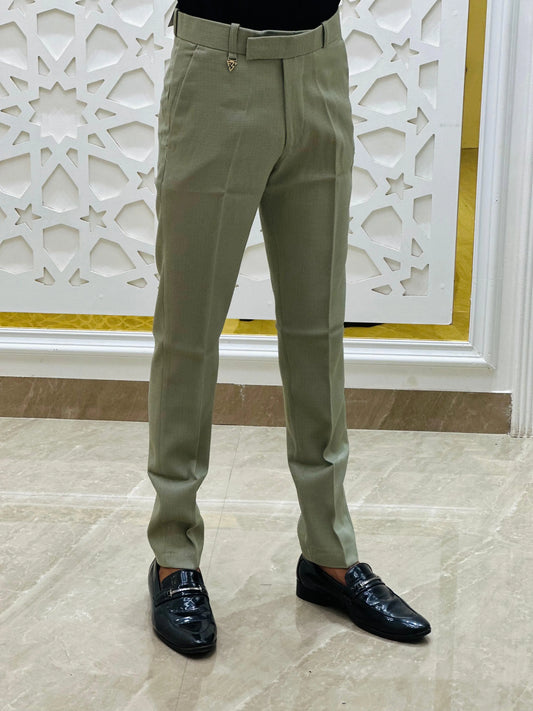 Olive Mist Premium Formal Pant PATTERNS FOR MEN