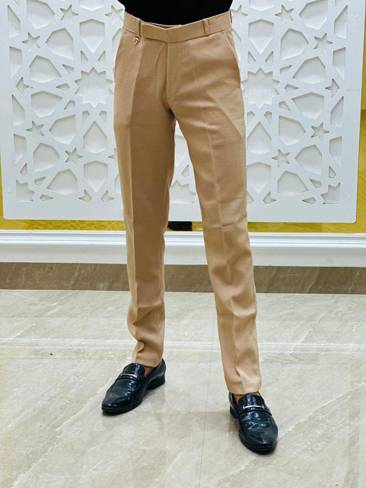 Sandstone Beige Formal Pant PATTERNS FOR MEN