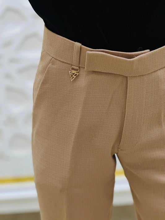 Sandstone Beige Formal Pant PATTERNS FOR MEN