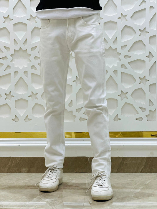 Essential White Slim Fit Denim Jeans - Size 28 PATTERNS FOR MEN