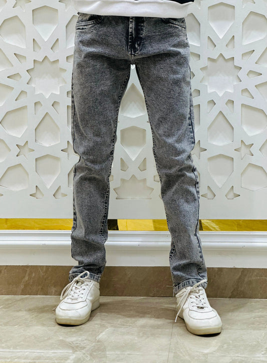 Washed Grey Slim Fit Denim Jeans - Size 28 PATTERNS FOR MEN