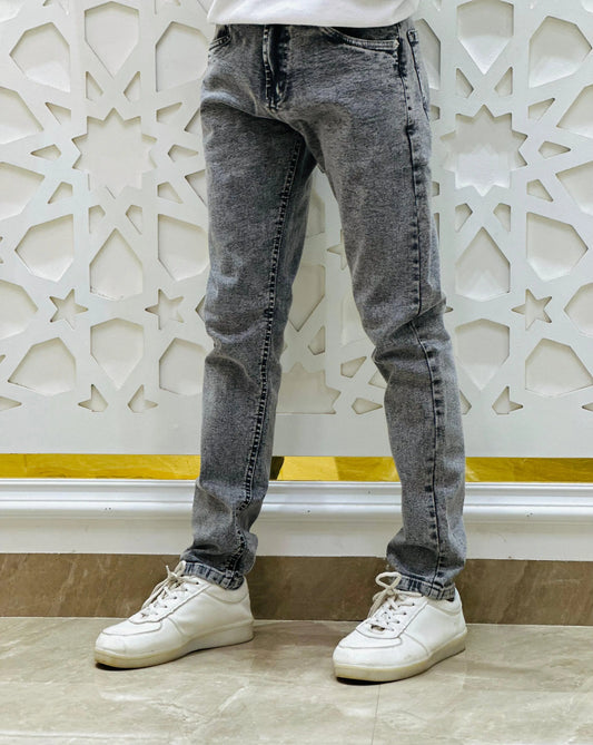 Washed Grey Slim Fit Denim Jeans - Size 28 PATTERNS FOR MEN