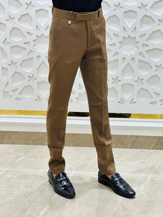 Classic Tan Slim-Fit Formal Trouser PATTERNS FOR MEN
