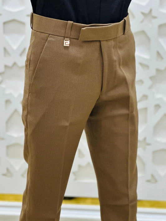 Classic Tan Slim-Fit Formal Trouser PATTERNS FOR MEN