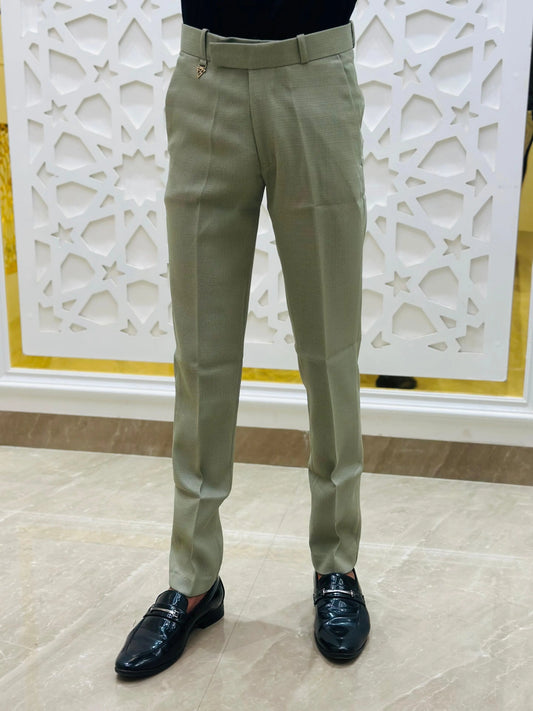 Olive Green Slim-Fit Formal Trouser PATTERNS FOR MEN