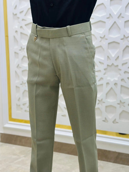 Olive Green Slim-Fit Formal Trouser PATTERNS FOR MEN