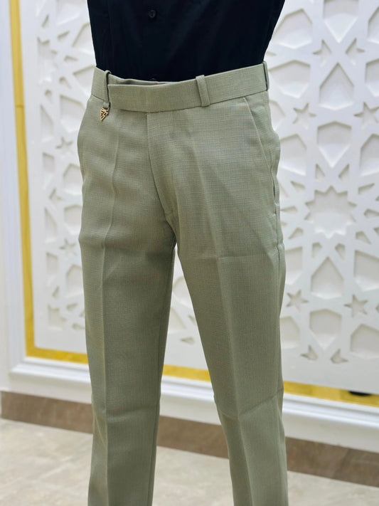 Olive Green Slim-Fit Formal Trouser PATTERNS FOR MEN
