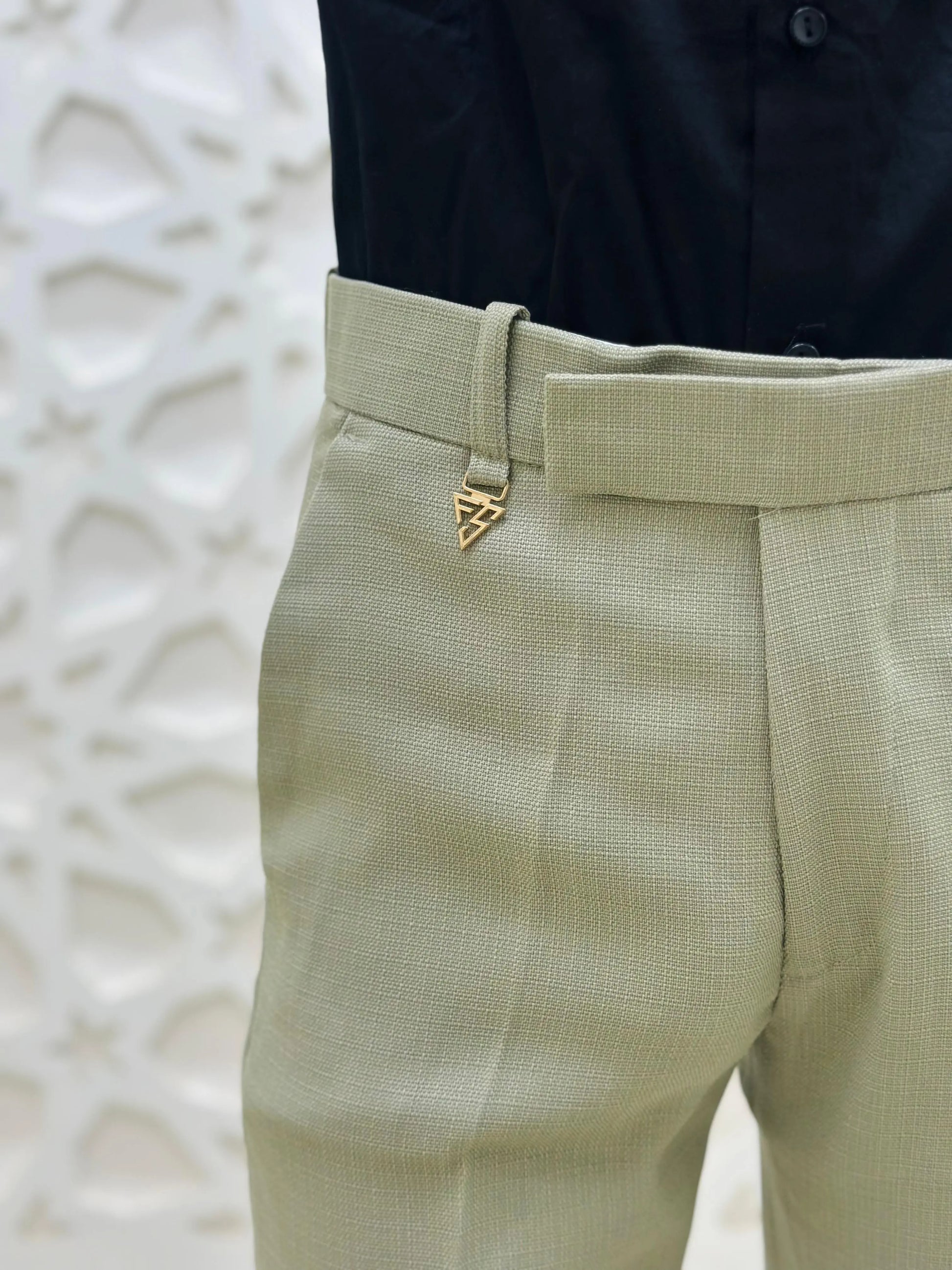 Olive Green Slim-Fit Formal Trouser PATTERNS FOR MEN