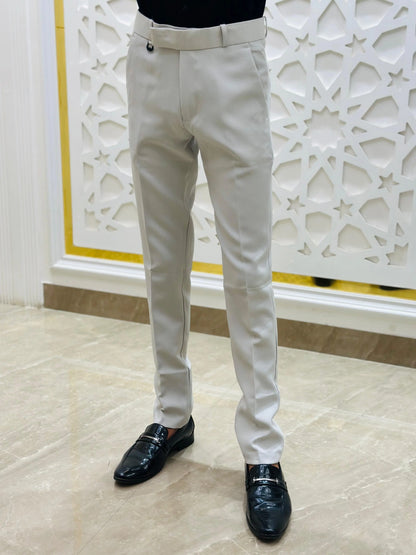 Ivory White Slim-Fit Formal Trouser PATTERNS FOR MEN