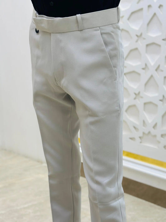 Ivory White Slim-Fit Formal Trouser PATTERNS FOR MEN