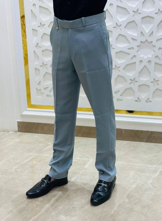 Steel Blue Classic Slim-Fit Formal Trouser PATTERNS FOR MEN