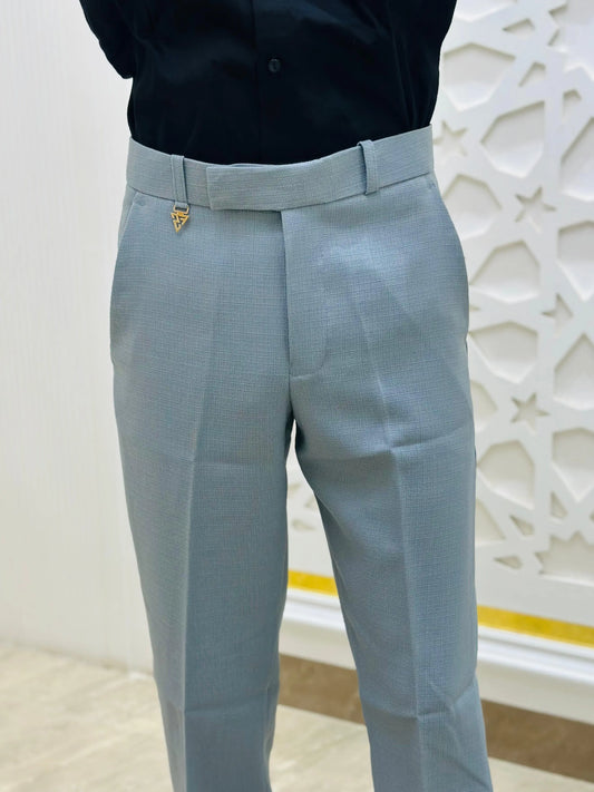 Steel Blue Classic Slim-Fit Formal Trouser PATTERNS FOR MEN