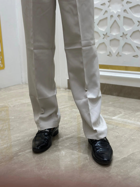 Classic Ivory Pleated Formal Trouser PATTERNS FOR MEN
