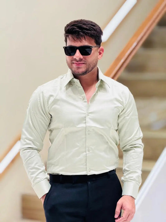 Mint Mist Satin Shirt PATTERNS FOR MEN