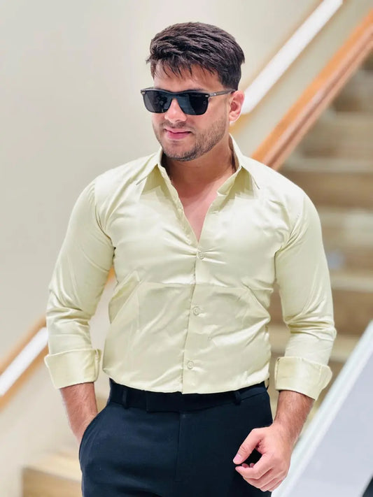 Mint Mist Satin Shirt PATTERNS FOR MEN