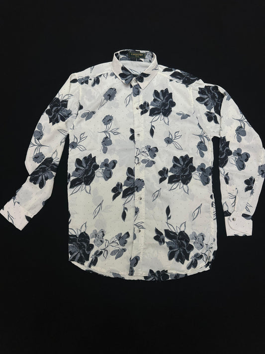 Monochrome Blossom Printed Shirt PATTERNS FOR MEN