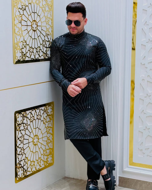 "Noir Radiance Diamond Kurta" PATTERNS FOR MEN