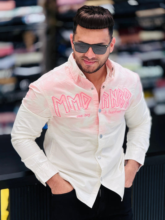 Blush Edge – Pink Gradient Embroidered Shirt PATTERNS FOR MEN