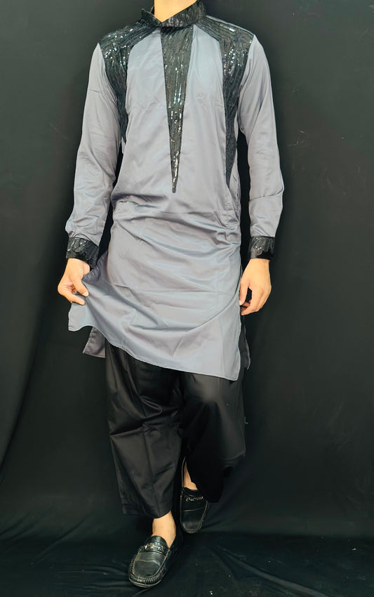Sequin Detail Kurta PATTERNS FOR MEN