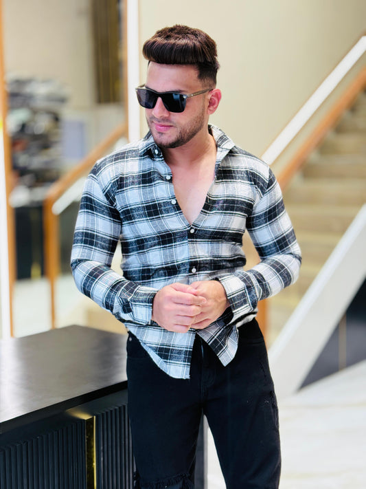 Classic Black & White Check Shirt PATTERNS FOR MEN