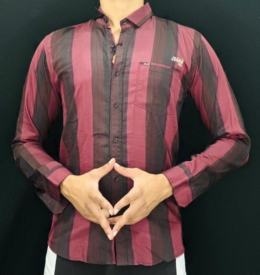 Burgundy Shadow Stripe Shirt PATTERNS FOR MEN