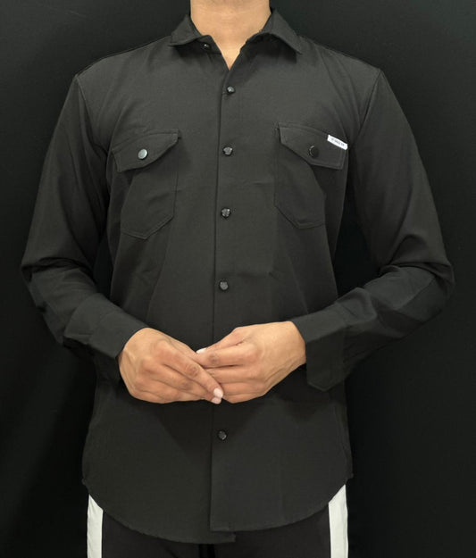 Jet Black Dual-Pocket Shirt PATTERNS FOR MEN