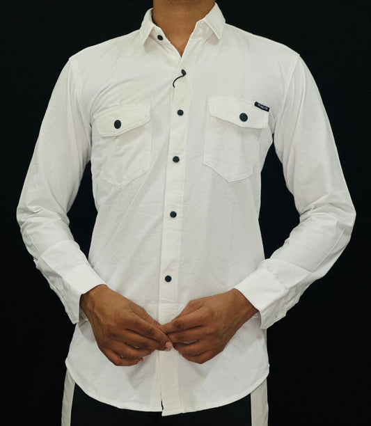 Classic White Dual-Pocket Shirt PATTERNS FOR MEN