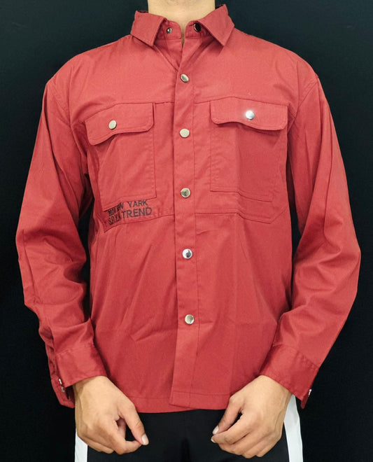 Utility Style Shirt – Deep Maroon Edition PATTERNS FOR MEN