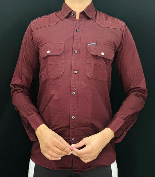 Urban Maroon Utility Shirt PATTERNS FOR MEN