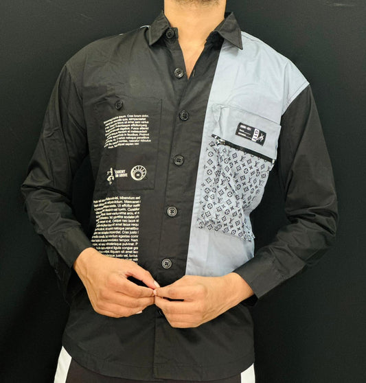 Monochrome Patchwork Statement Shirt PATTERNS FOR MEN