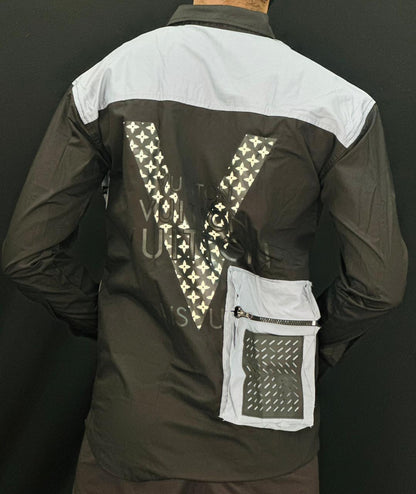 Monochrome Patchwork Statement Shirt PATTERNS FOR MEN