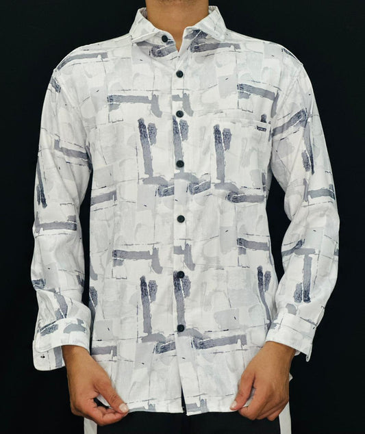 Frosted Abstract Print Shirt PATTERNS FOR MEN
