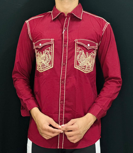 Regal Maroon Crest Shirt PATTERNS FOR MEN
