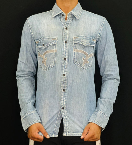 Vintage Sky Denim Shirt PATTERNS FOR MEN