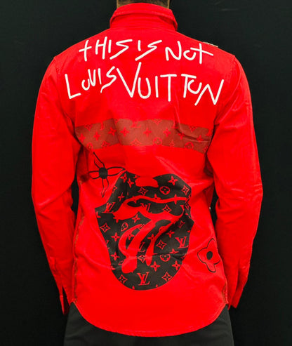 Bold Red Designer Shirt with Holographic Details PATTERNS FOR MEN