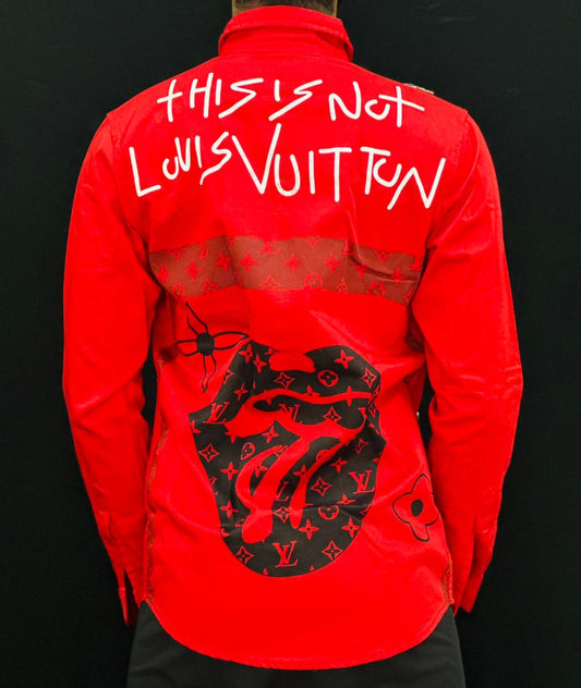 Bold Red Designer Shirt with Holographic Details PATTERNS FOR MEN