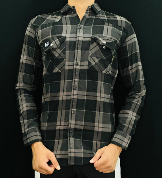 Charcoal Black Checkered Casual Shirt PATTERNS FOR MEN