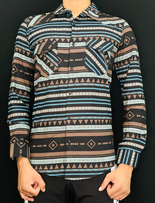 Tribal Geometric Print Shirt PATTERNS FOR MEN