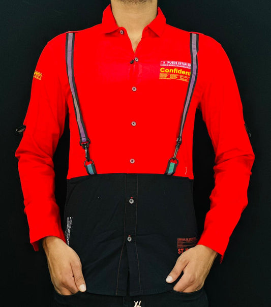 Dual-Tone Utility Strap Shirt PATTERNS FOR MEN