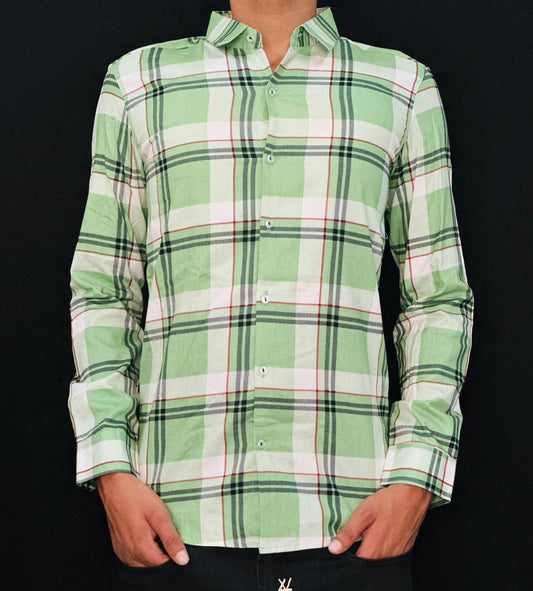 Fresh Plaid Bottle Green Shirt PATTERNS FOR MEN