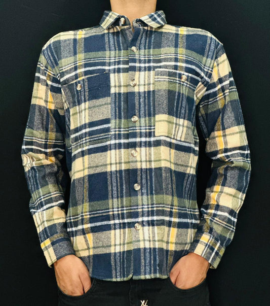 Coastal Blue & Olive Flannel Shirt PATTERNS FOR MEN