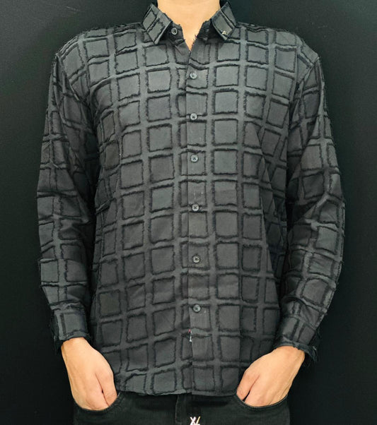 Shadow Grid Textured Shirt PATTERNS FOR MEN