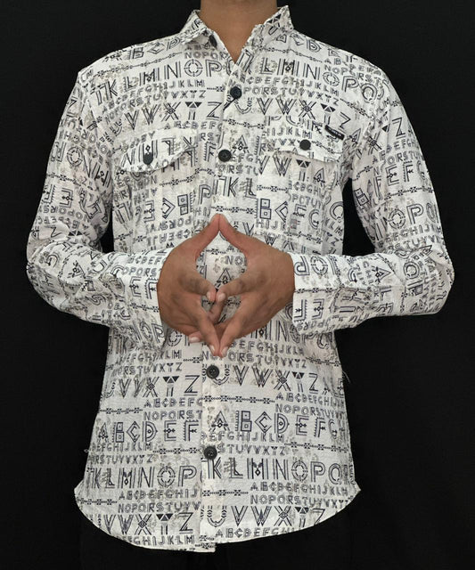 Alphabet Print Casual Shirt PATTERNS FOR MEN