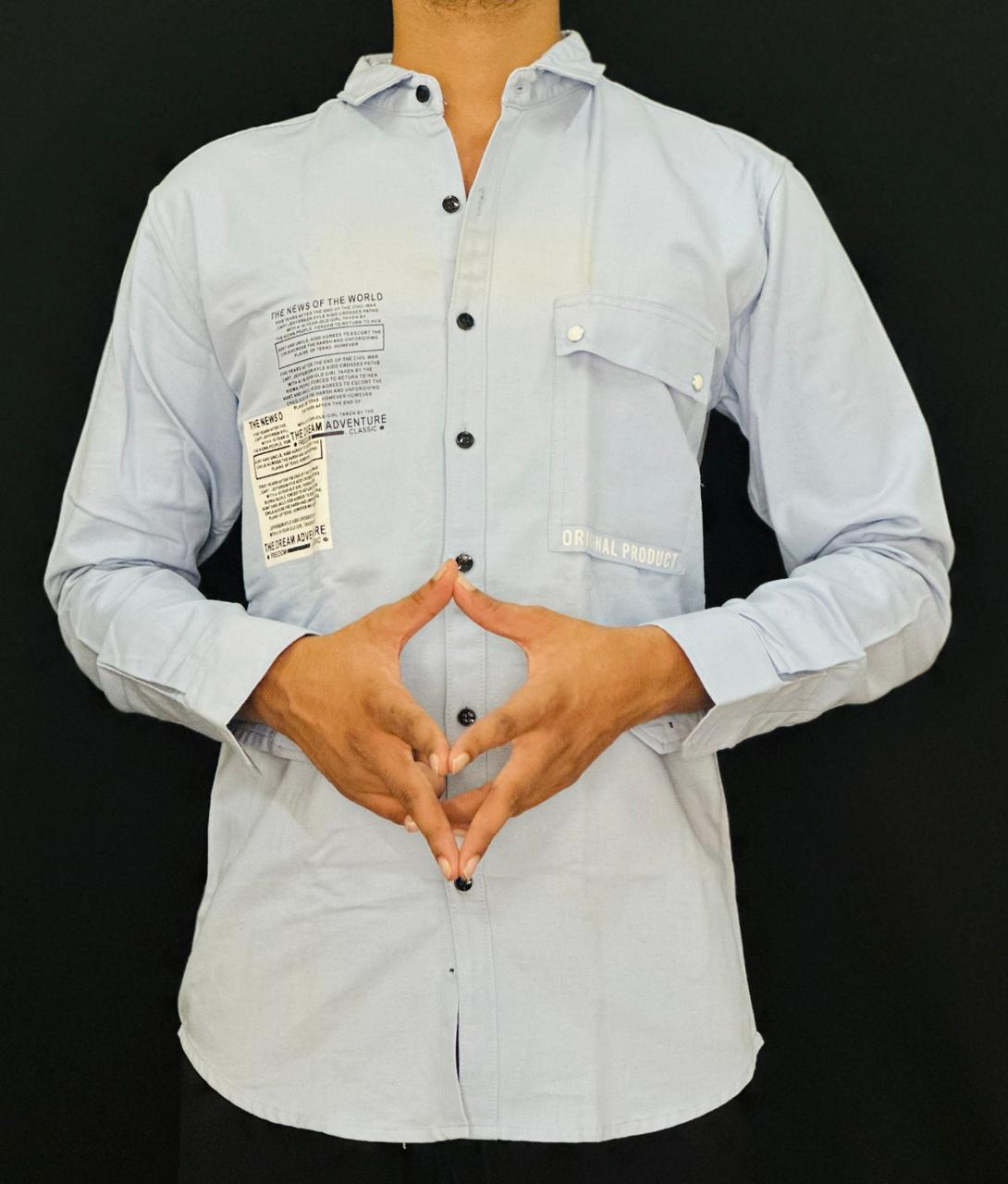 Light Blue Urban Patch Shirt PATTERNS FOR MEN
