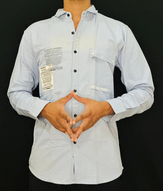 Light Blue Urban Patch Shirt PATTERNS FOR MEN