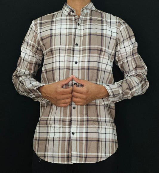 Taupe Checkered Shirt PATTERNS FOR MEN