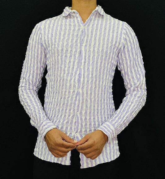 Lavender Wave Stripe Shirt PATTERNS FOR MEN