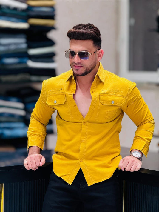 Yellow Stylish Men's Casual Shirt PATTERNS FOR MEN