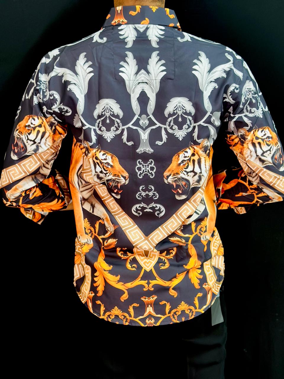 Tiger Print Black Shirt PATTERNS FOR MEN